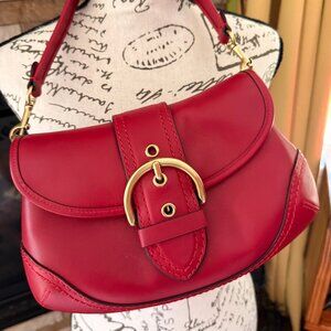 LIKE NEW COACH Soho Flap Bag In Regenerative Leather in Red